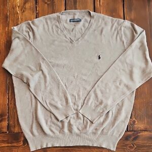 Men's Tan V-Neck Sweater